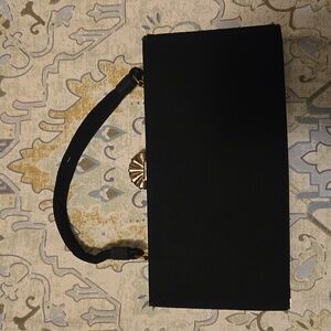 Vintage Black Clutch with Gold Accents